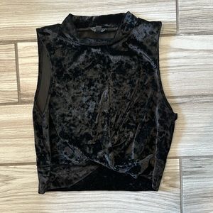 TOPSHOP black velvet crop top, size 8